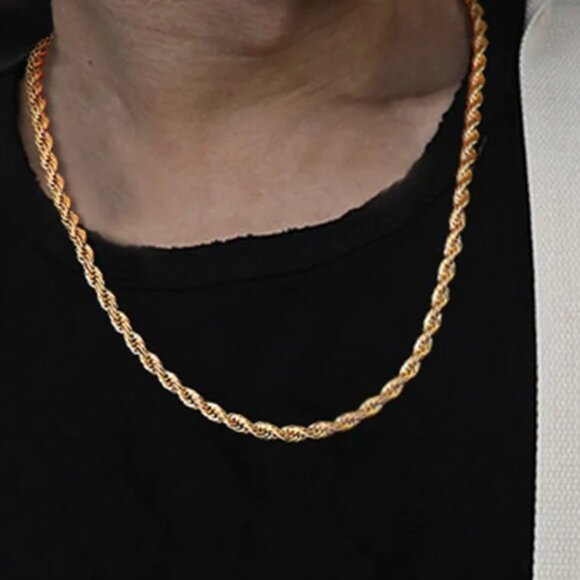 ⭐ Awesome New 22" Diamond Cut Rope Chain 4mm Wide 18K Gold ⭐ - Picture 5 of 5